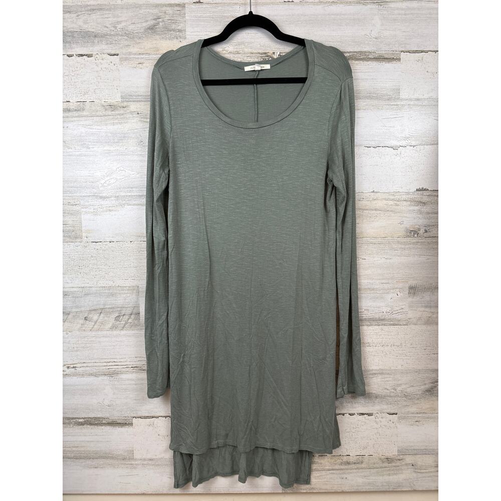 Anthropologie Pure + Good Womens M Green Organic Cotton Long Sleeve Midi Dress